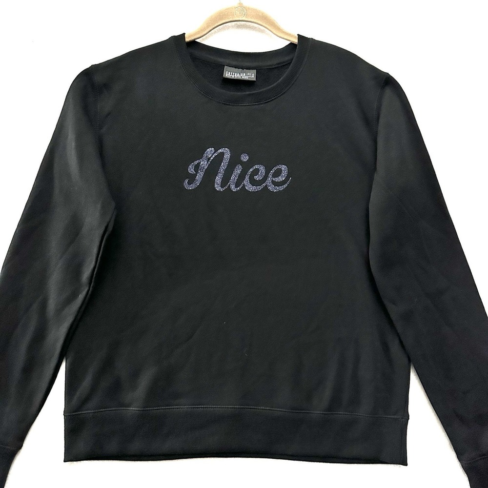 Cotton‎ On Women's S Small Sweater Nice Naughty Glitter Black